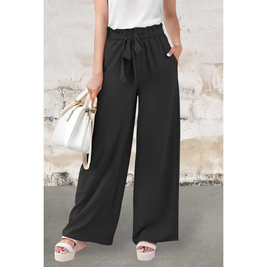 High Rise Elastic Waist Palazzo Pants