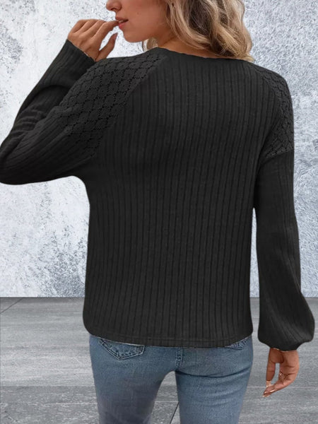 Womens Long Sleeve Round Neck Knit Top