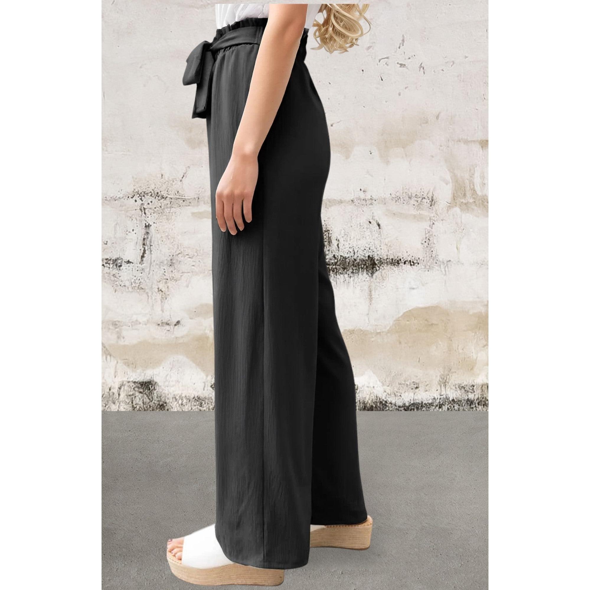 High Rise Elastic Waist Palazzo Pants