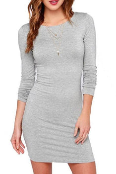 Long Sleeve Grey Juniors Petite Mini Dress