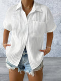 Plus Size Short Sleeve Button Front lightweight Shirt