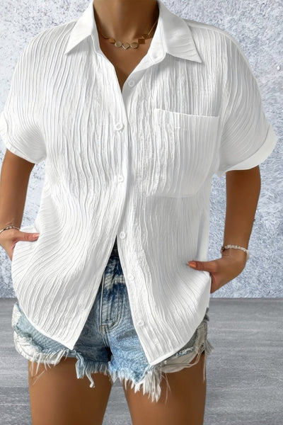 Plus Size Short Sleeve Button Front lightweight Shirt