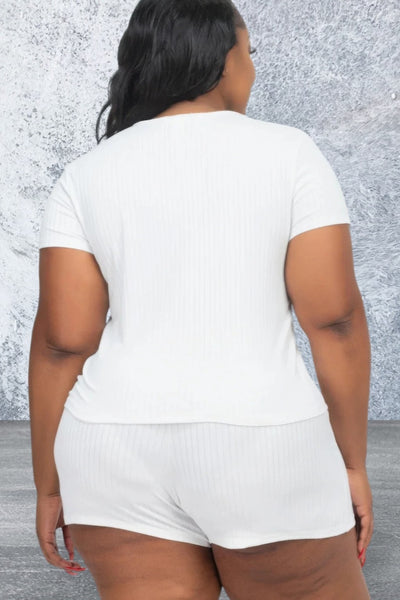 Plus Size Petite Short Sleeve Top With Shorts