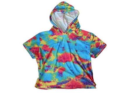 Girls tie dye shirt sleeve crop top with hood