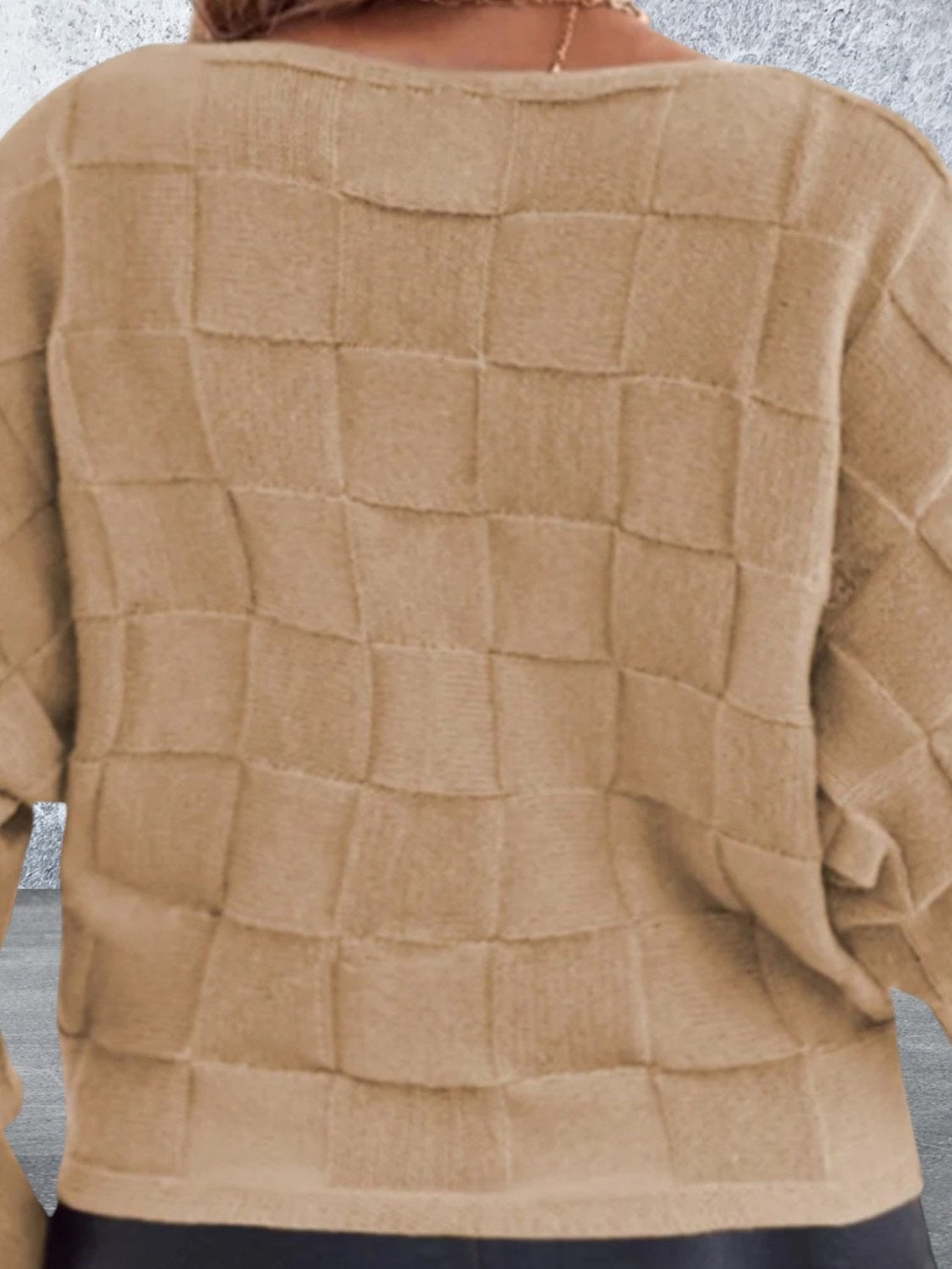 Plus Size Plaid Round Neck Sweater