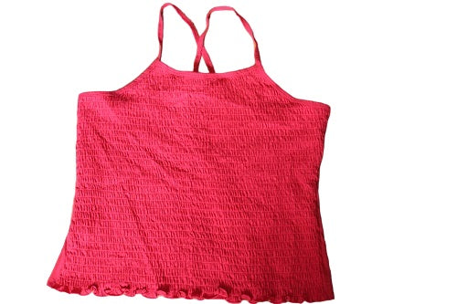 Ribbed front juniors criss cross back strap red top
