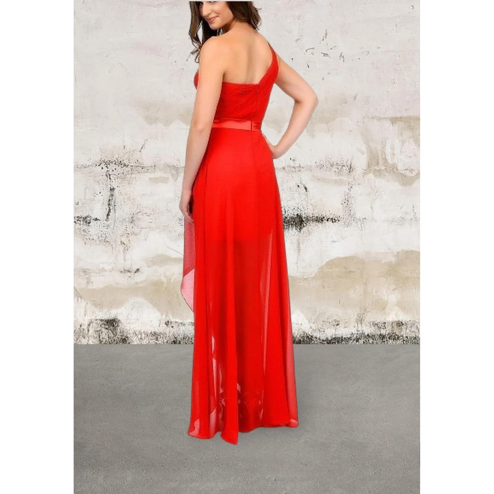 One shoulder high low chiffon dress