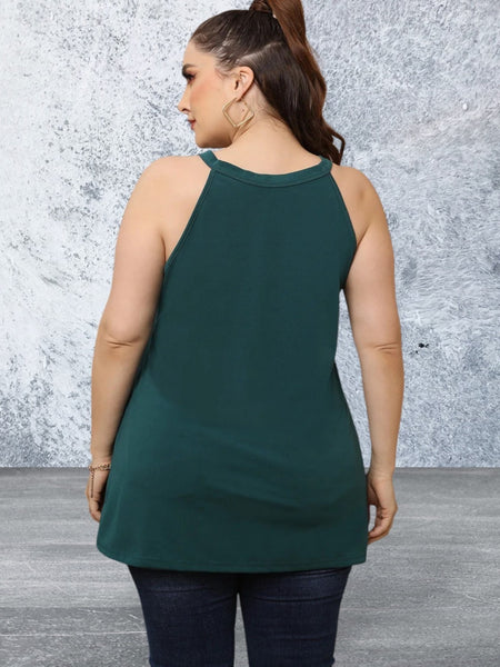 Plus Size Halter Neck Cutout Sleeveless Dress