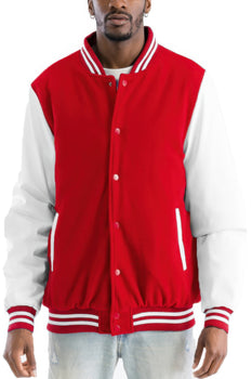 Men's Snap Button Melton Letterman's Varsity Jacket
