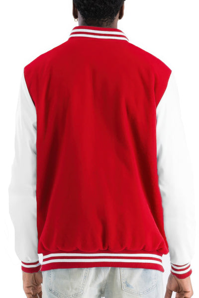 Men's Snap Button Melton Letterman's Varsity Jacket