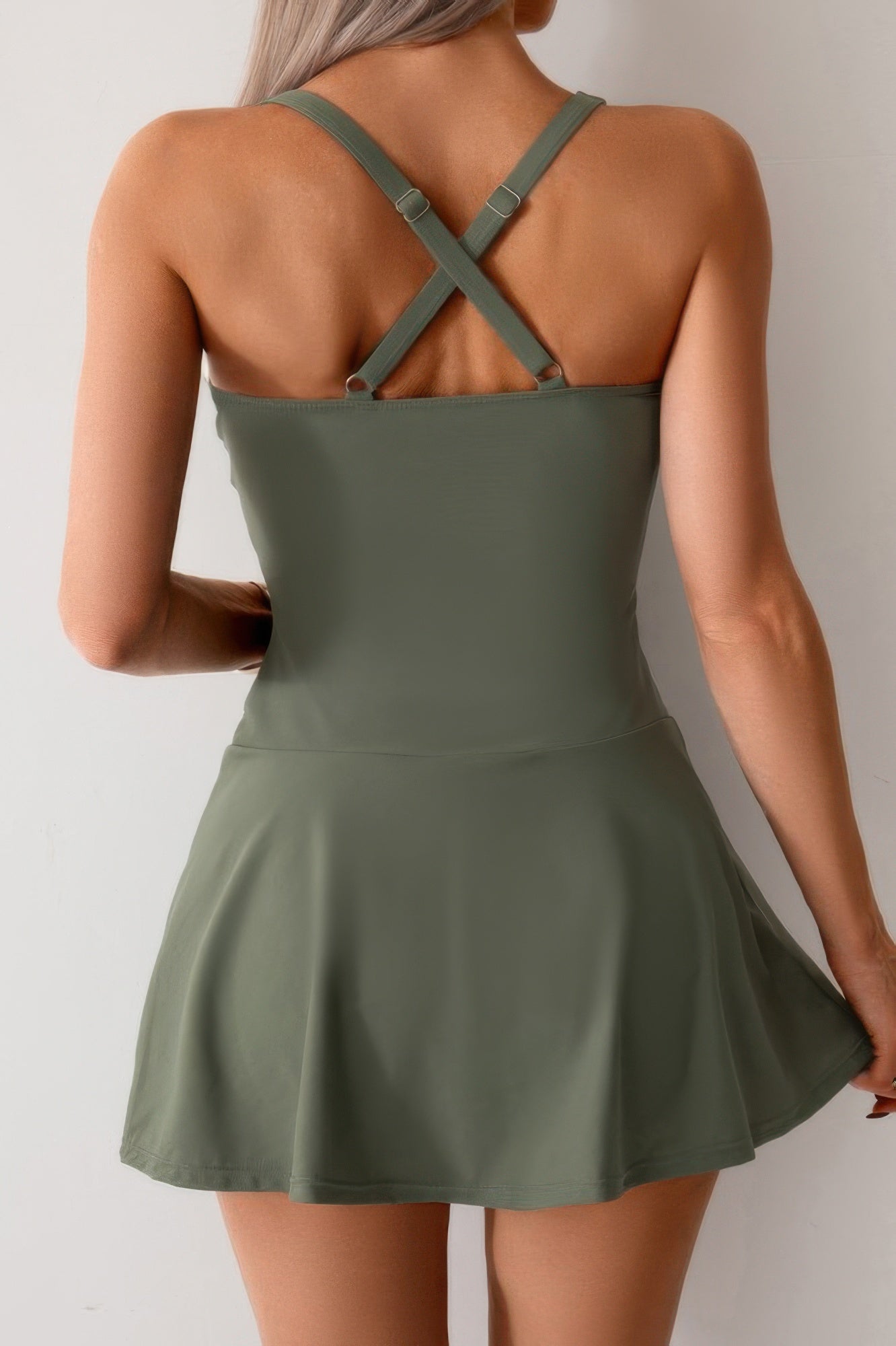 One Piece Ruched Crossover Sleeveless Swimsuit