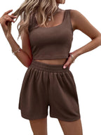 Plus Size Wide Strap Tank and Shorts Set