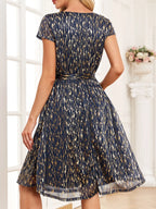 V-Neck Metallic Print Dress