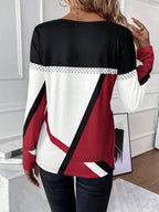 Contrast Round Neck Long Sleeve Top