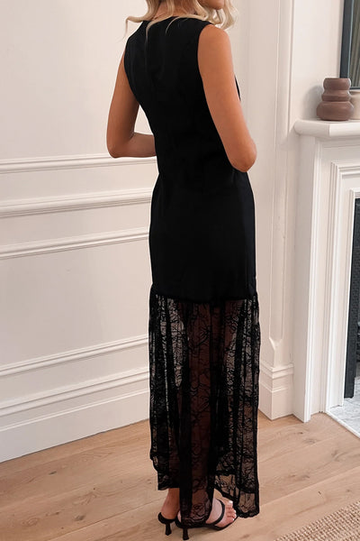 Sleeveless Sheer Lace Long Dress