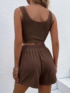 Plus Size Wide Strap Tank and Shorts Set