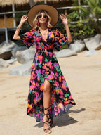 Short Sleeve High Low Maxi Dress