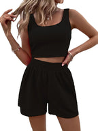 Plus Size Wide Strap Tank and Shorts Set