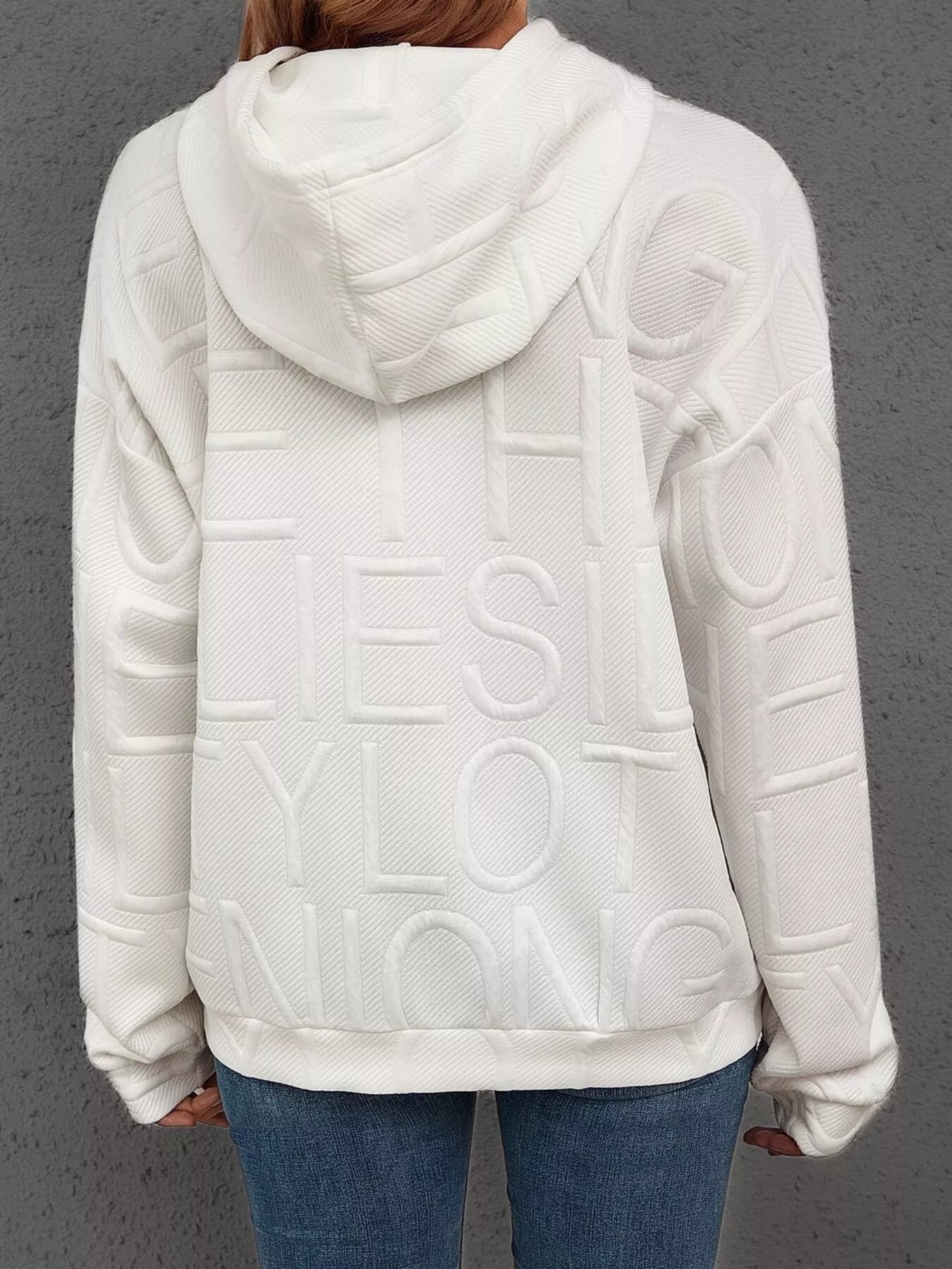 Long Sleeve Textured Embossed Women Hoodie
