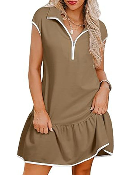 Cap Sleeve Zip Front Dress