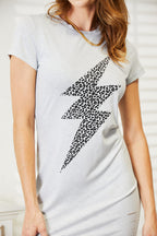 Short Sleeve Leopard Lightning Graphic Tee Dress