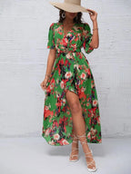 Short Sleeve High Low Maxi Dress