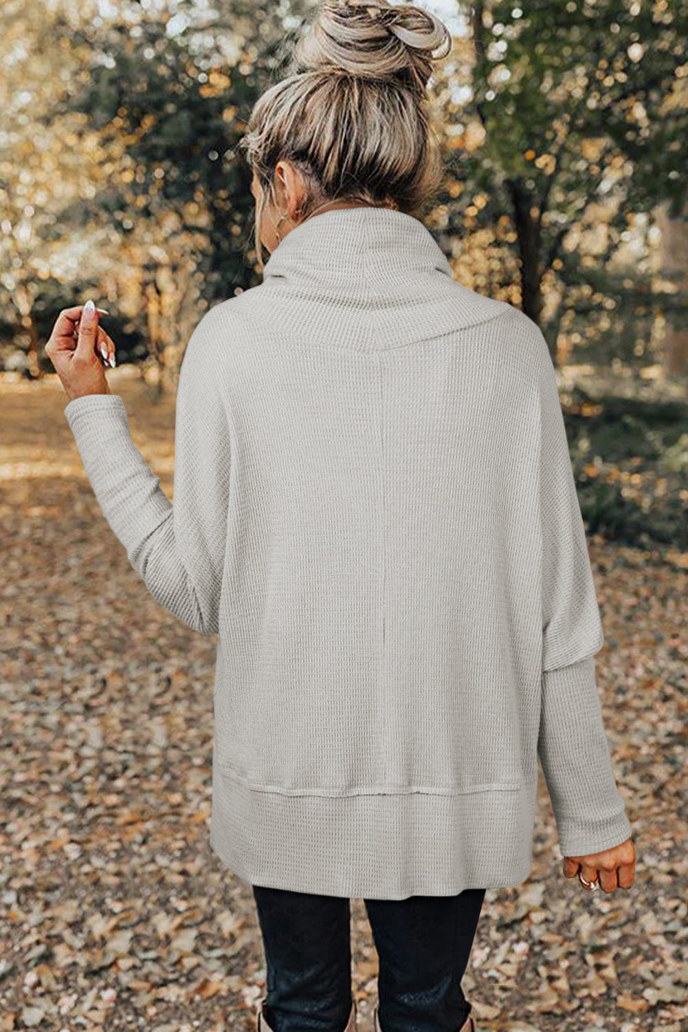 Cowl Neck Knit Drawstring Oversize Top