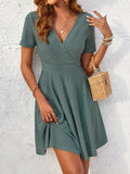 Eyelet Short Sleeve Mini Dress