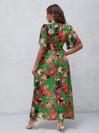 Short Sleeve High Low Maxi Dress