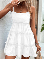 Spaghetti Strap Frill Tiered Summer Dress