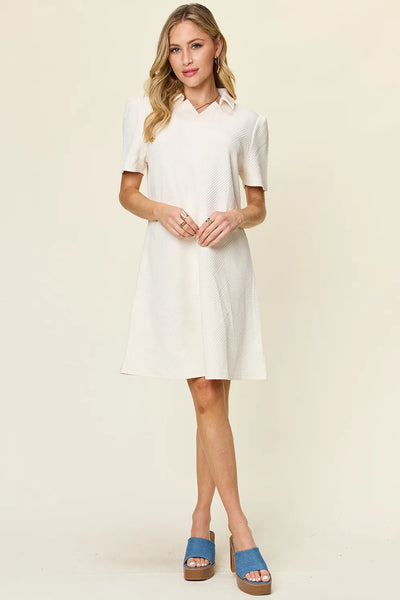 Short Sleeve Collared Neck Dress