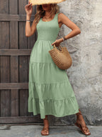 Sleeveless Scoop Smocked Neck Dress