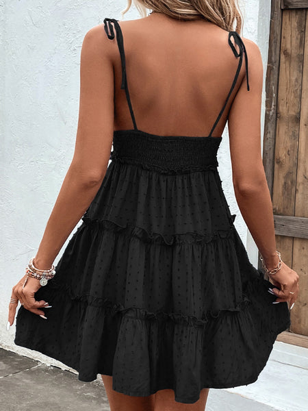Spaghetti Strap Frill Tiered Summer Dress