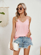 Sleeveless Florira Cutout Eyelet Tank Top