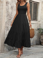 Sleeveless Scoop Smocked Neck Dress