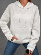 Long Sleeve Textured Embossed Women Hoodie