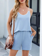 Casual Ribbed Tank Top and Shorts Set