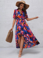 Short Sleeve High Low Maxi Dress