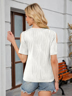 Short Sleeve V-Neck Cold Shoulder Top