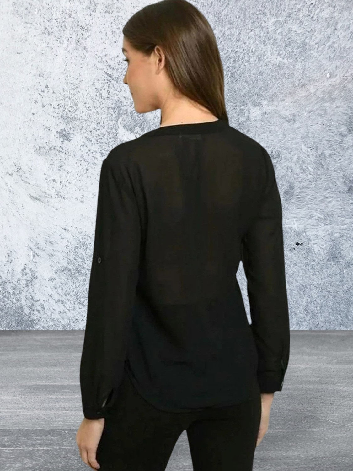 Black long sleeve leopard sequins front top