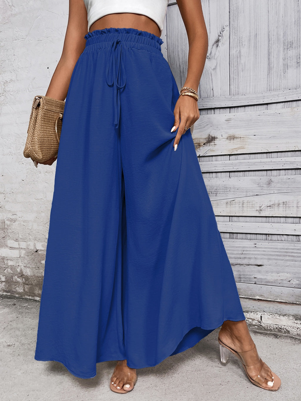Women's Tied High Waist Wide Leg Pants