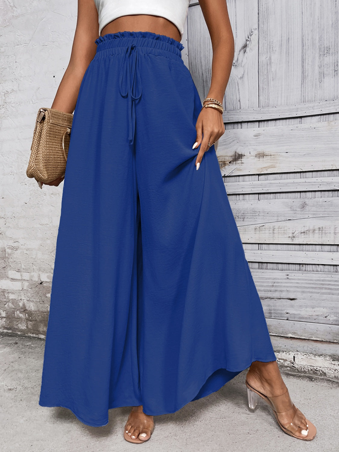 Women's Tied High Waist Wide Leg Pants