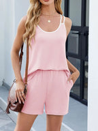 Casual Ribbed Tank Top and Shorts Set