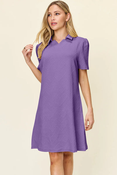 Short Sleeve Collared Neck Dress