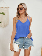 Sleeveless Florira Cutout Eyelet Tank Top