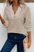 Long Sleeve Zip V Neck Sweatshirt