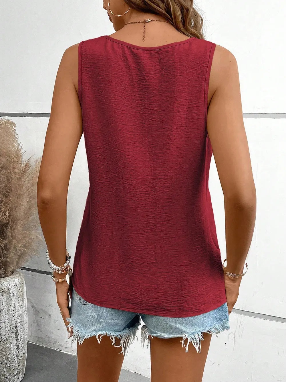 Women's V-Neck Ruched Tank Top