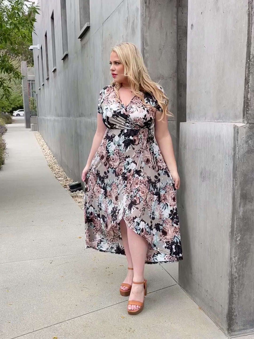 Short Sleeve Floral Lightweight Maxi Summer Wrap Dress