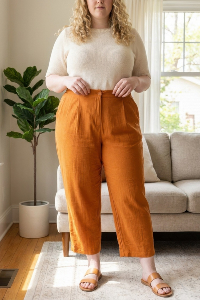 High-rise Linen-blend Straight Leg Pants