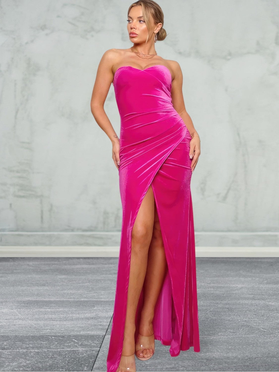 Strapless Maxi Velvet Dress